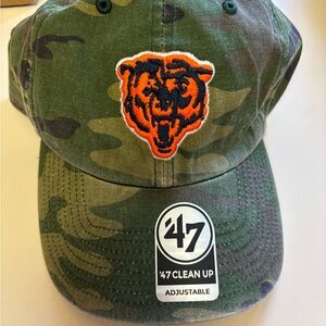 47 Camo Hat with Chicago Bears Orange Bear Emblem